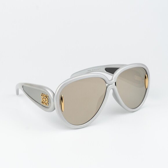 Loewe X PAULA'S IBIZA Men Sunglasses White Gold Mirror Pilot LW40132I 24C - Picture 4 of 11